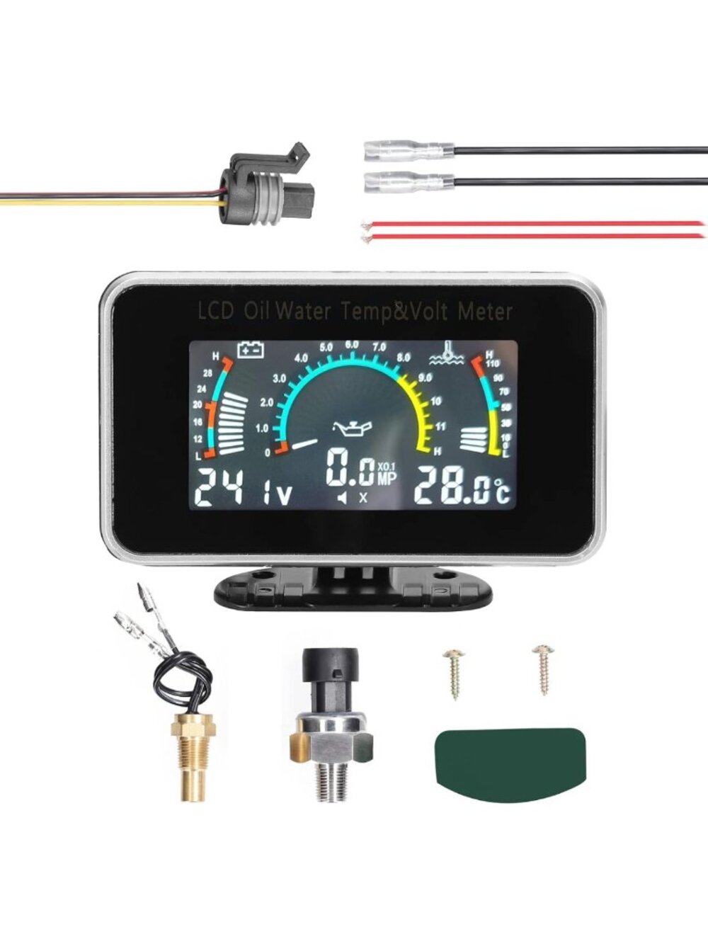 Universal 3-in-1 Car Gauge: Digital Oil Pressure, Voltage & Water Temp Meter